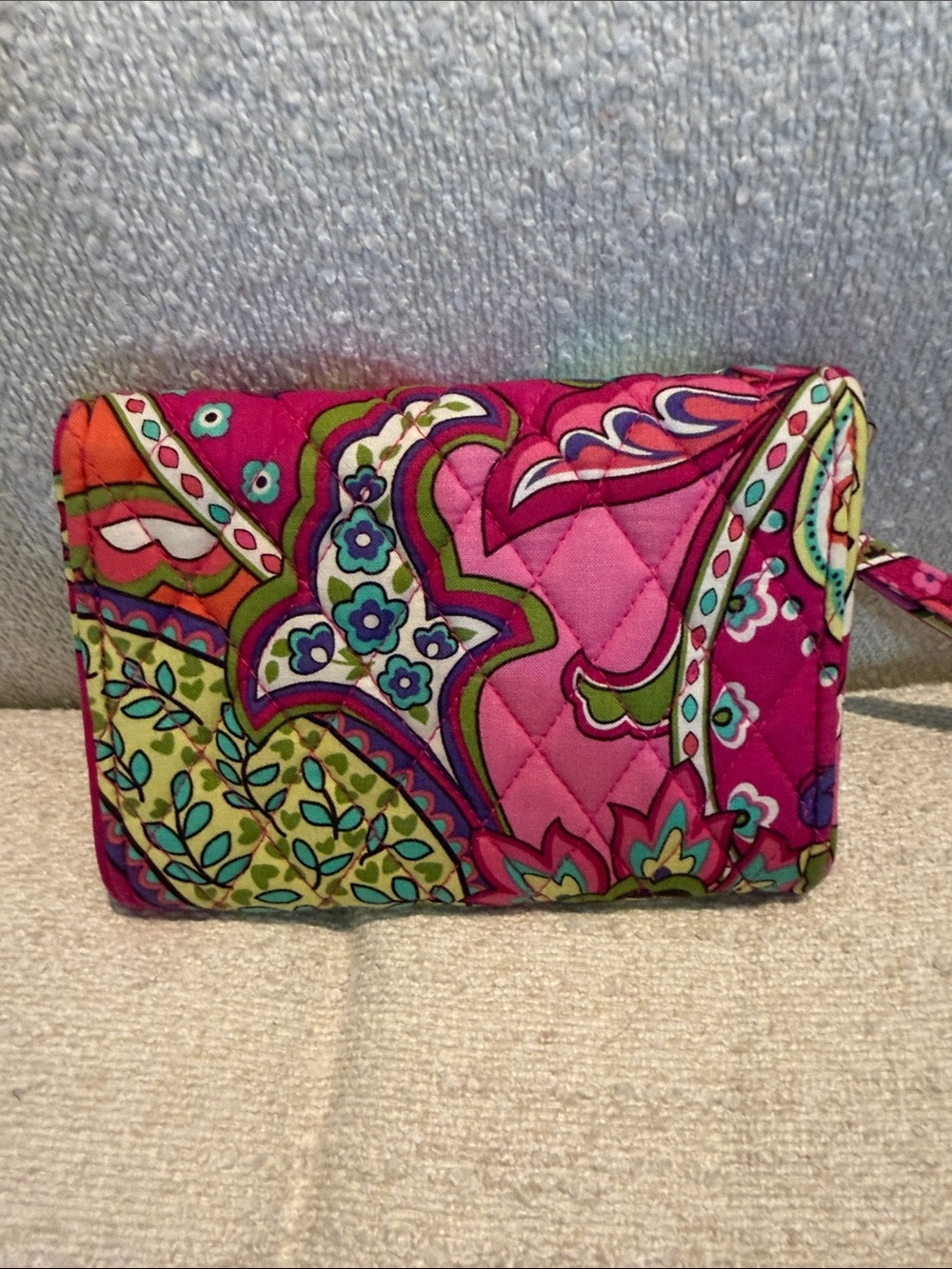 Vera Bradley Quilted Paisley Wallet Phone Case in Pink & Green